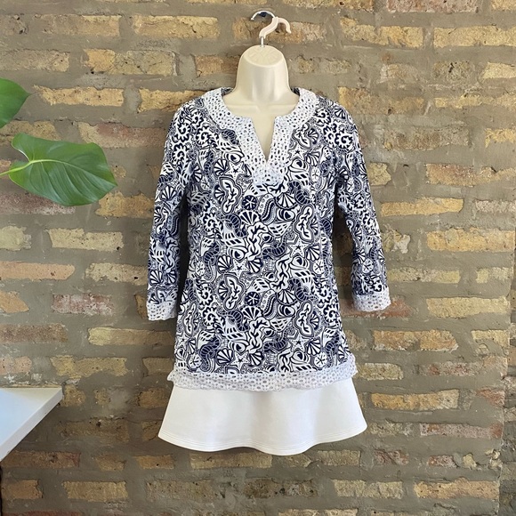 VINEYARD VINES ~ Nautical Crochet Print Blouse - Picture 2 of 10